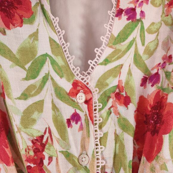 Maison Tara Linen Rayon Blend Floral Dress, Size 4 - Picture 5 of 9